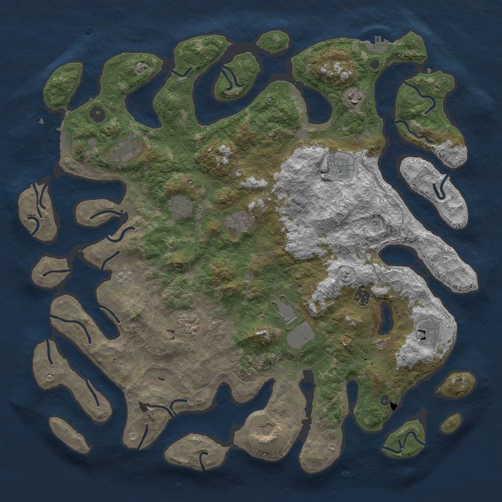 Rust Map: Procedural Map, Size: 4800, Seed: 731945, 16 Monuments