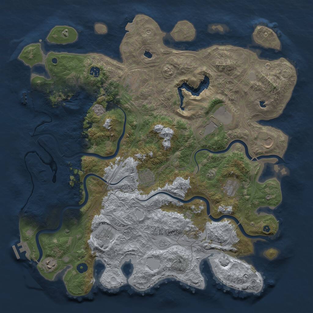 Rust Map: Procedural Map, Size: 4500, Seed: 384750001, 16 Monuments
