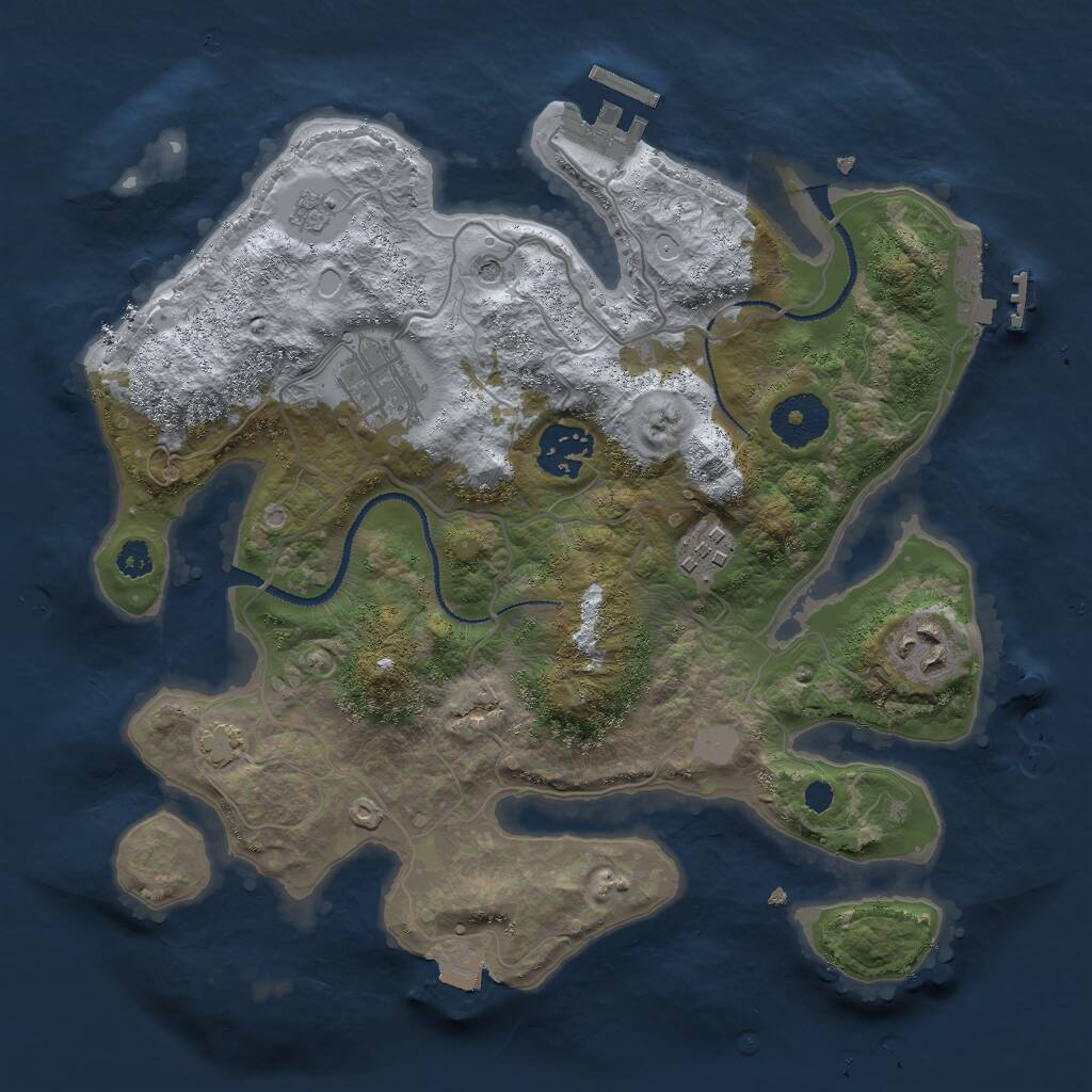 Rust Map: Procedural Map, Size: 3000, Seed: 41562, 10 Monuments