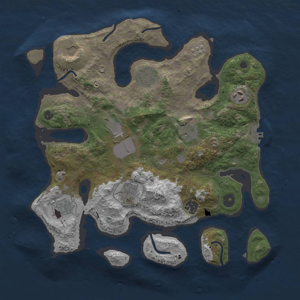 Rust Map: Procedural Map, Size: 3500, Seed: 772123, 13 Monuments