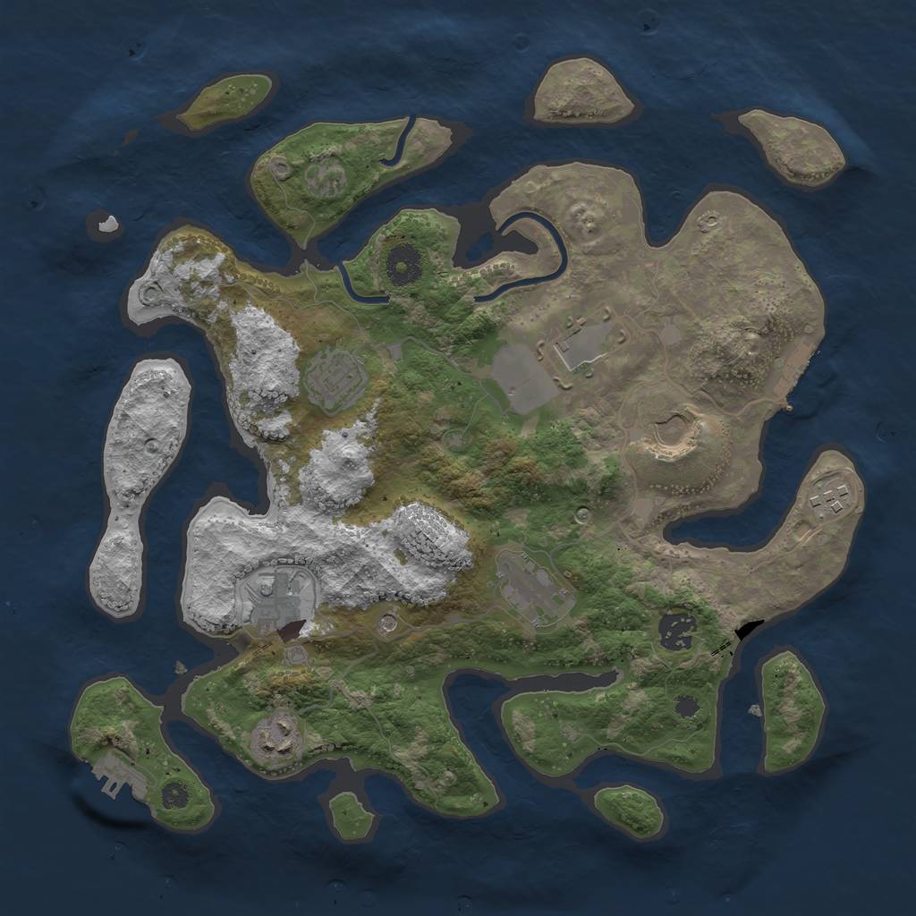 Rust Map: Procedural Map, Size: 3500, Seed: 74654300, 13 Monuments