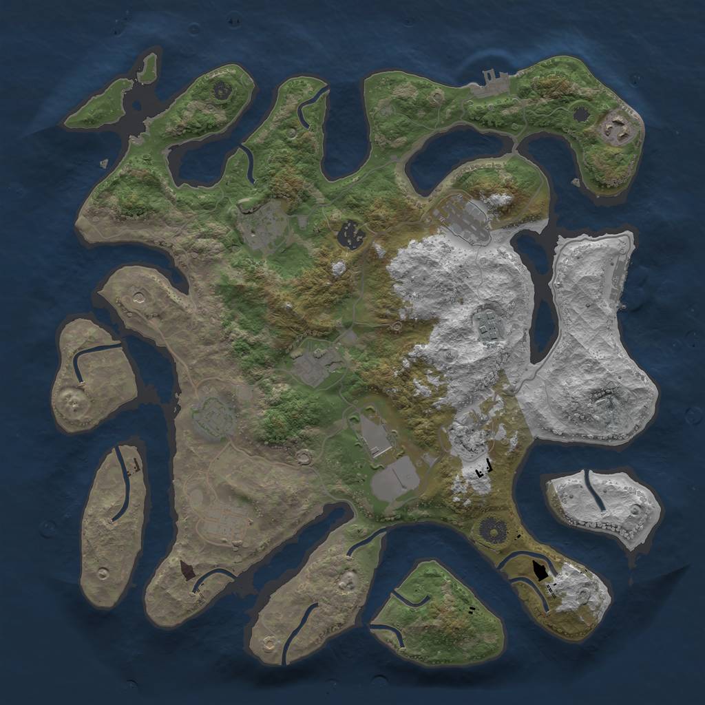 Rust Map: Procedural Map, Size: 3850, Seed: 726245092, 15 Monuments