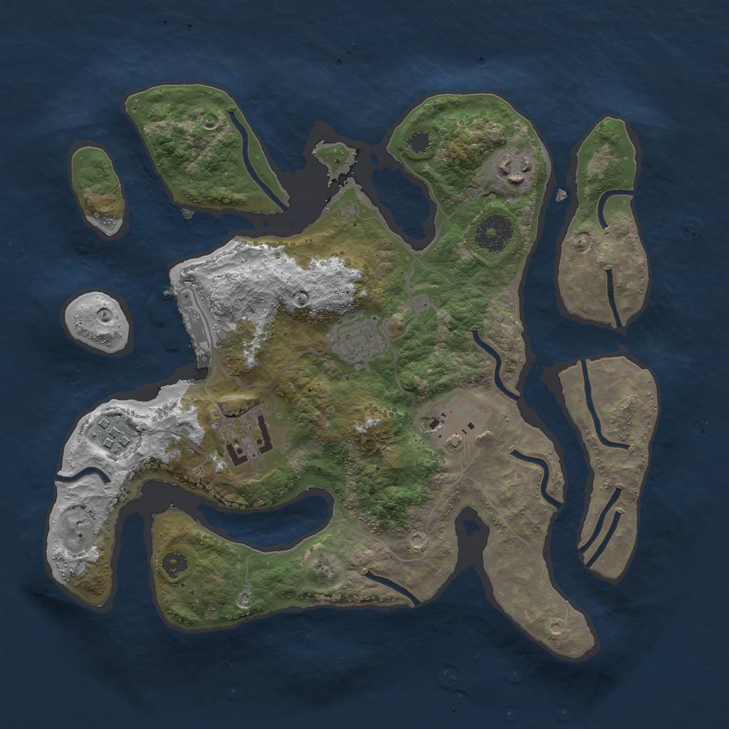 Rust Map: Procedural Map, Size: 3000, Seed: 504025837, 8 Monuments