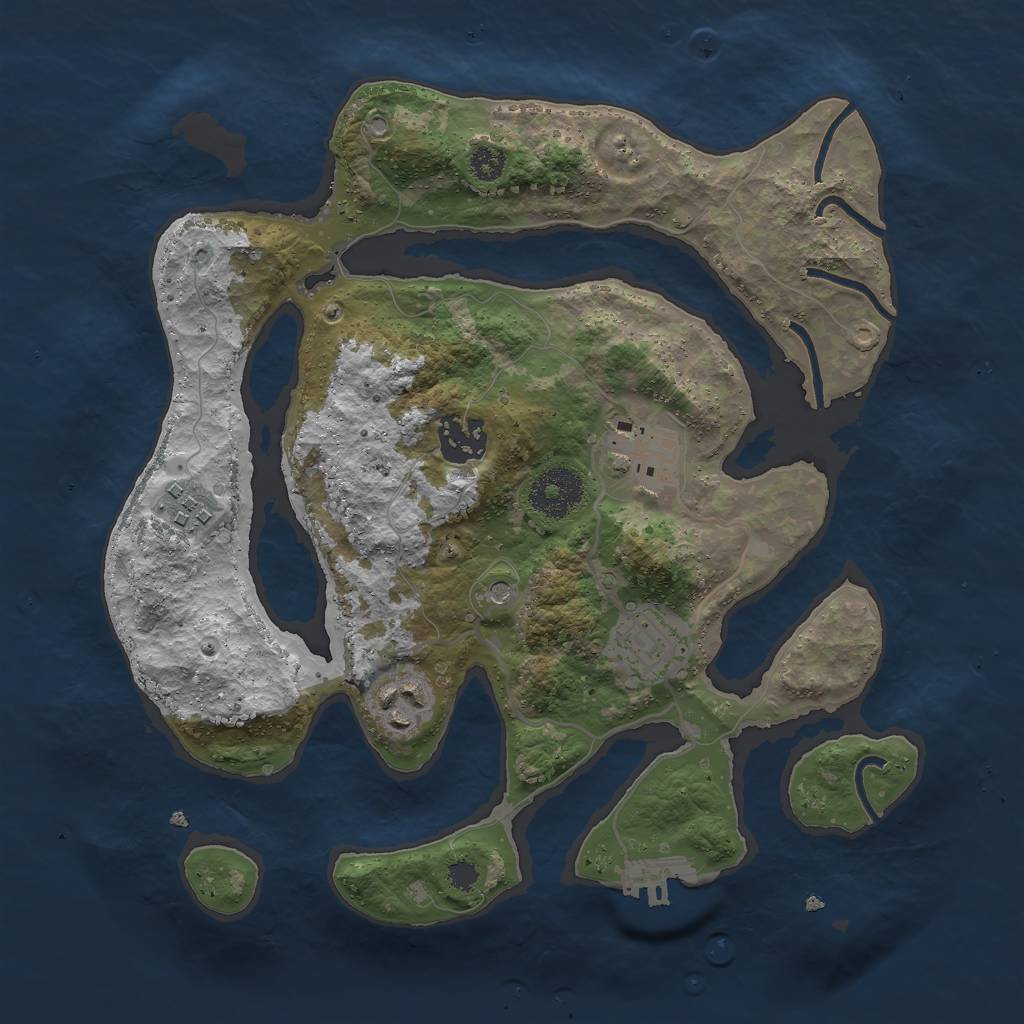 Rust Map: Procedural Map, Size: 3000, Seed: 1302485935, 9 Monuments