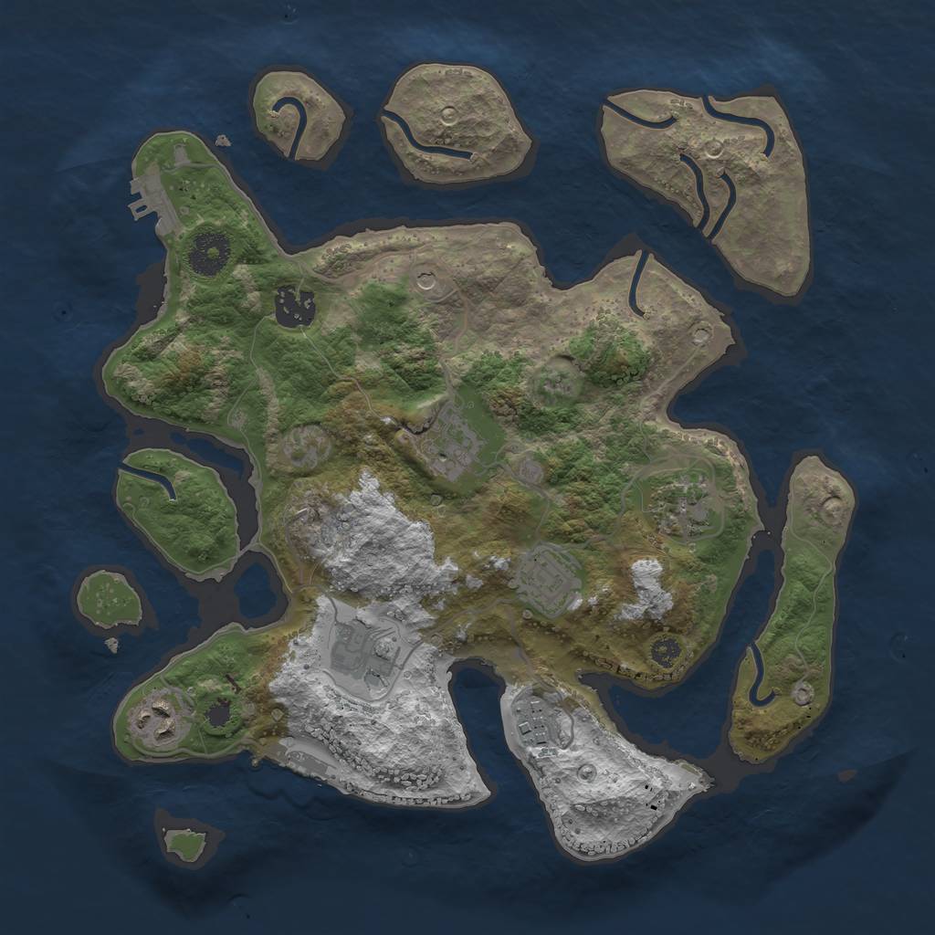 Rust Map: Procedural Map, Size: 3250, Seed: 1245576, 12 Monuments