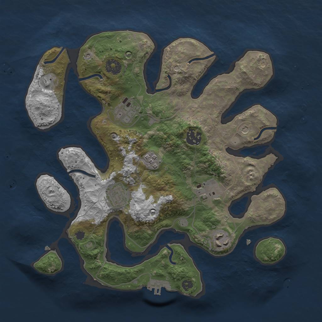 Rust Map: Procedural Map, Size: 3000, Seed: 111466, 10 Monuments