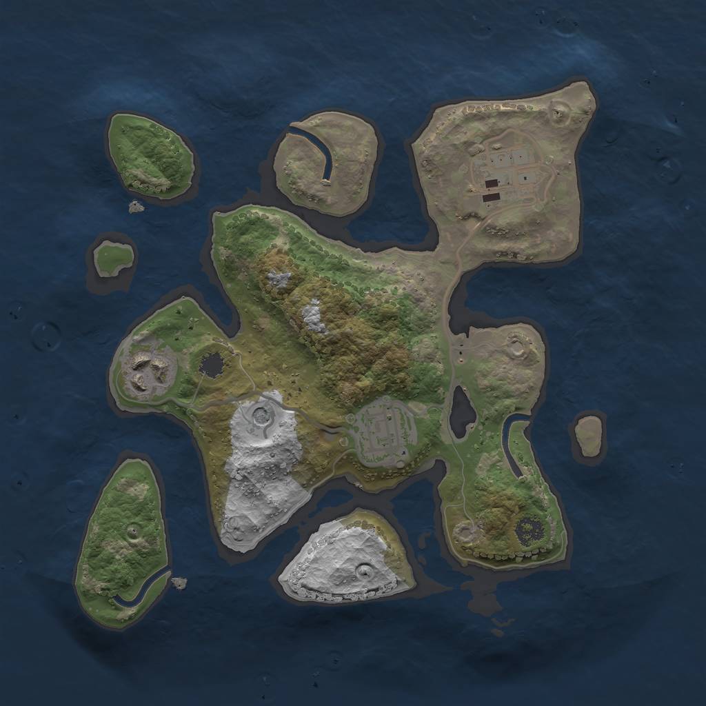 Rust Map: Procedural Map, Size: 2500, Seed: 100500, 6 Monuments