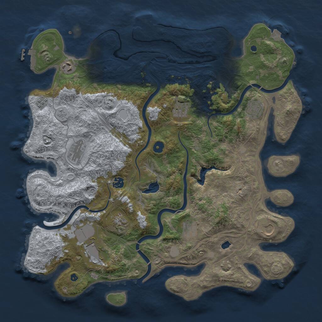 Rust Map: Procedural Map, Size: 4300, Seed: 975697583, 16 Monuments