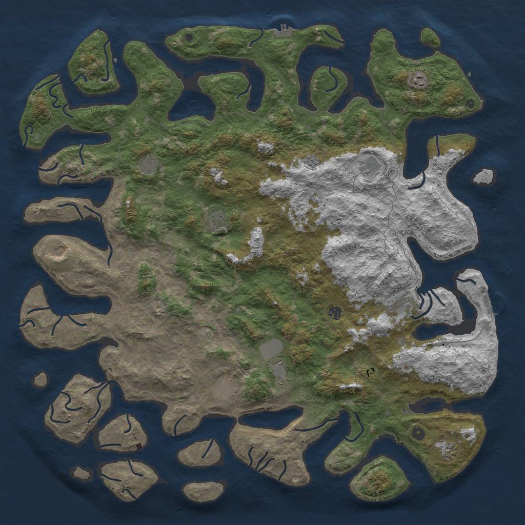 Rust Map: Procedural Map, Size: 6000, Seed: 120545944, 16 Monuments