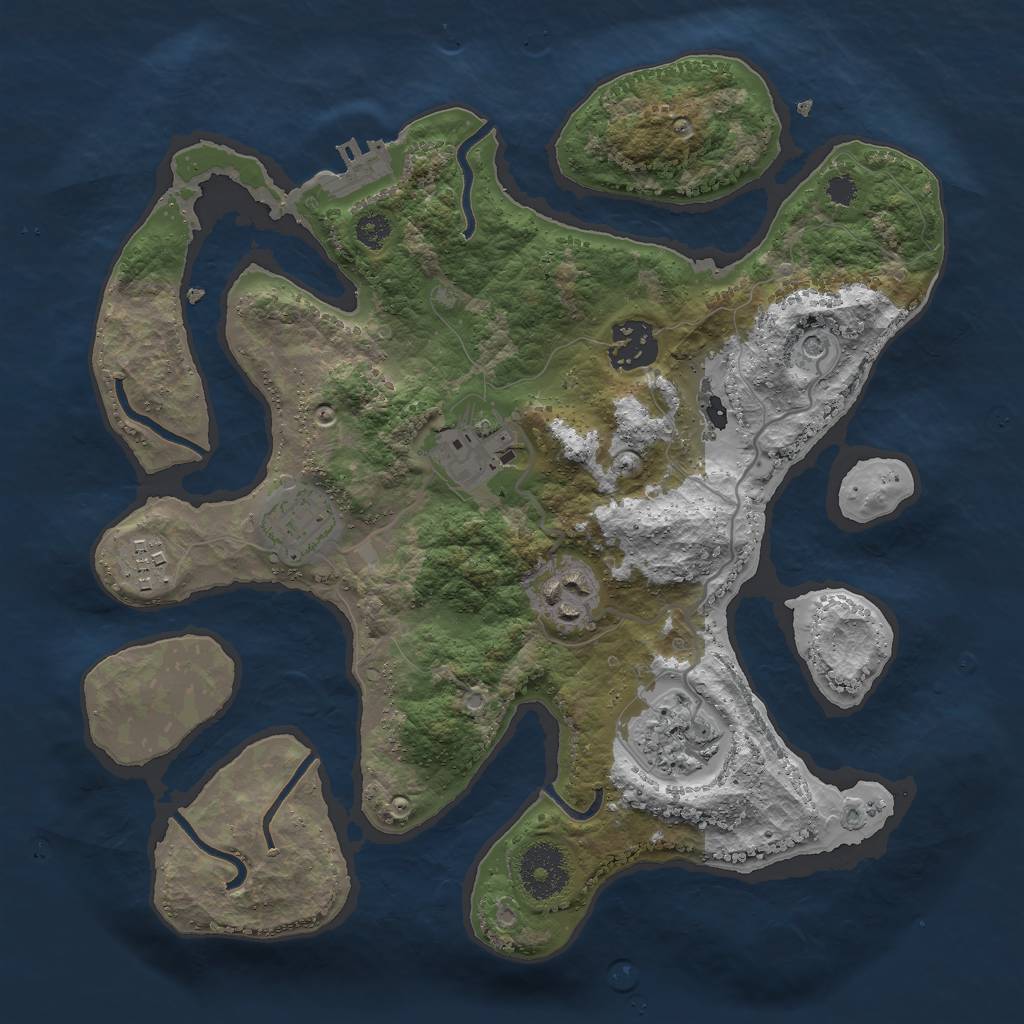 Rust Map: Procedural Map, Size: 3000, Seed: 2123753446, 10 Monuments