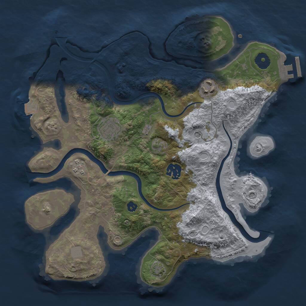 Rust Map: Procedural Map, Size: 3000, Seed: 2123753446, 8 Monuments