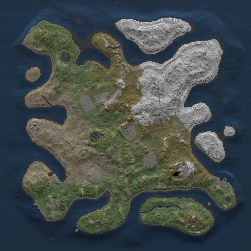 Rust Map: Procedural Map, Size: 4000, Seed: 6674429, 13 Monuments