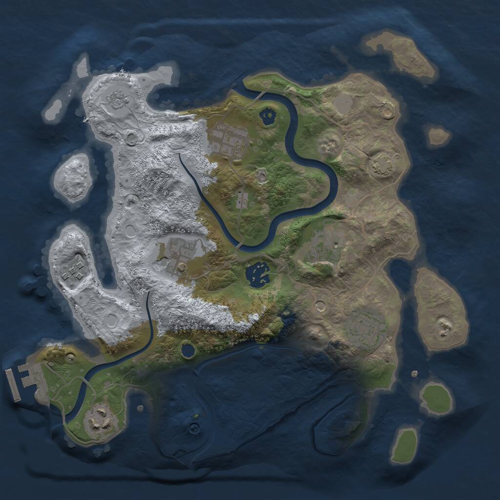 Rust Map: Procedural Map, Size: 3000, Seed: 2422538, 12 Monuments
