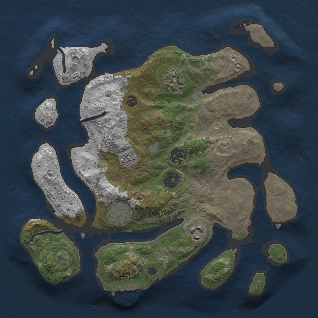 Rust Map: Procedural Map, Size: 3000, Seed: 2422538, 8 Monuments