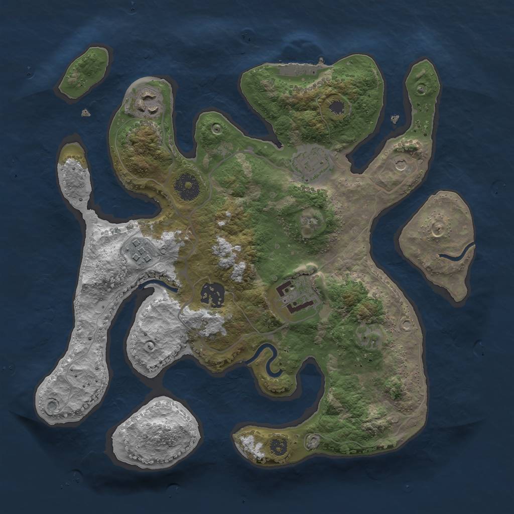 Rust Map: Procedural Map, Size: 3000, Seed: 2050037271, 9 Monuments