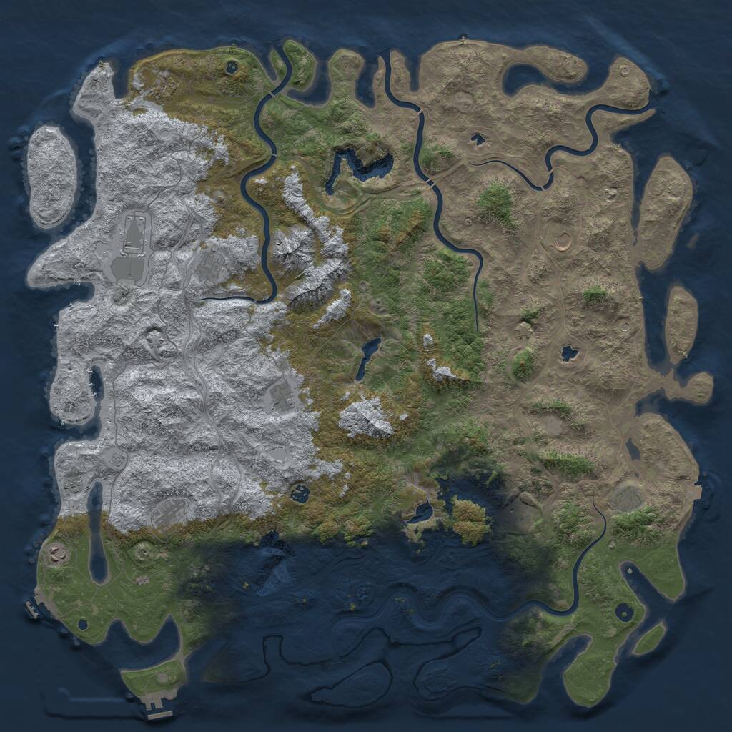 Rust Map: Procedural Map, Size: 6000, Seed: 1302485935, 17 Monuments