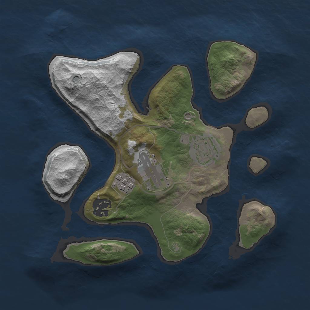 Rust Map: Barren, Size: 2420, Seed: 420133769, 6 Monuments