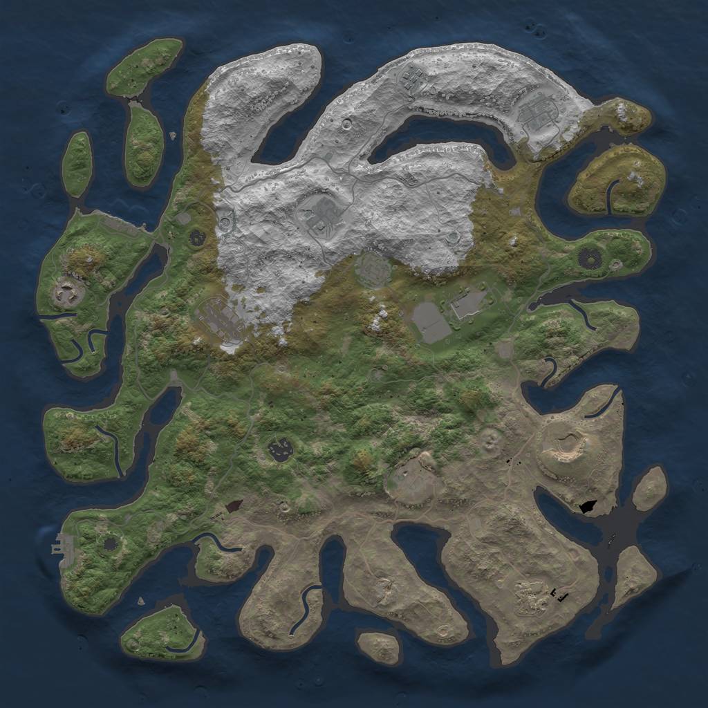 Rust Map: Procedural Map, Size: 4500, Seed: 1675546860, 16 Monuments