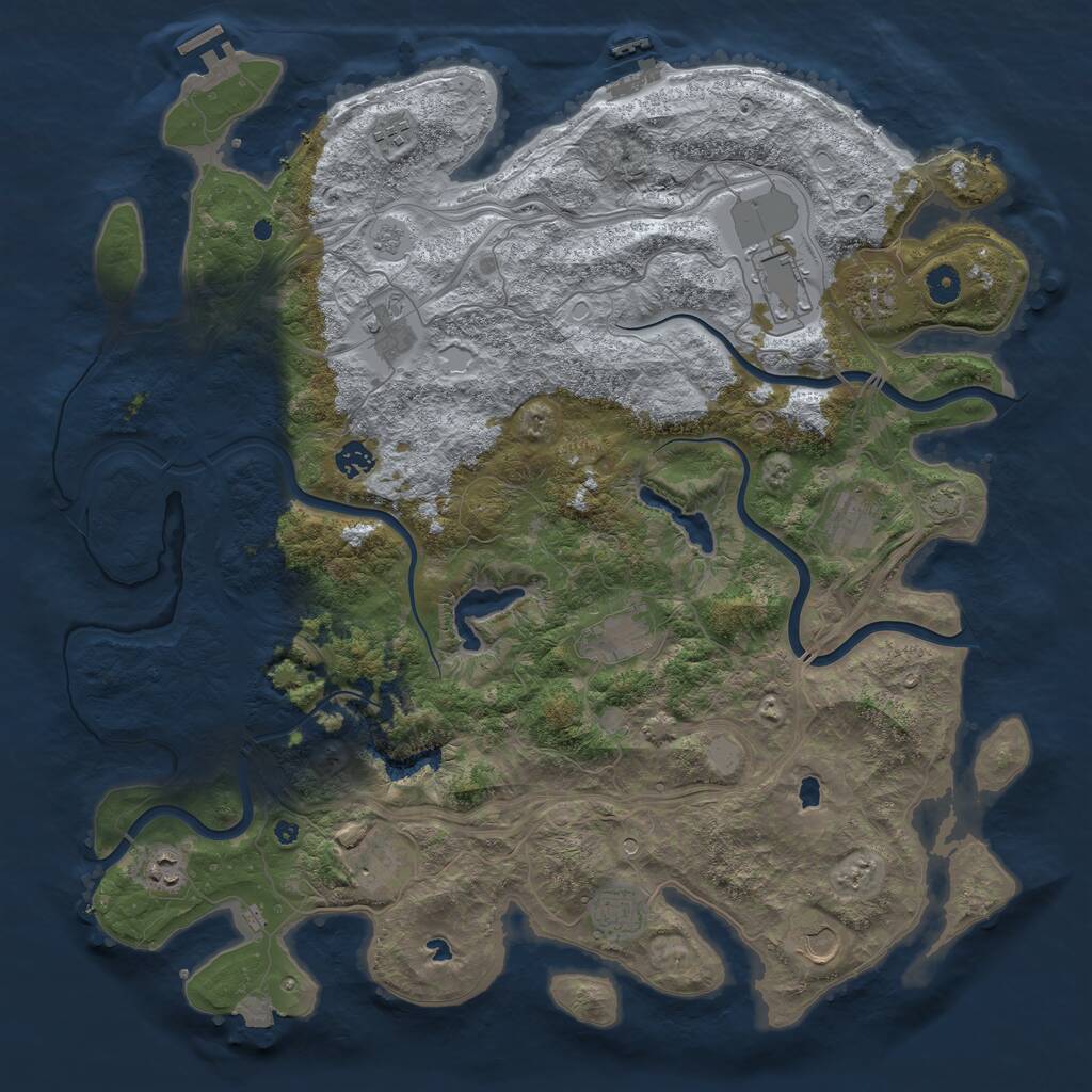 Rust Map: Procedural Map, Size: 4500, Seed: 1675546860, 17 Monuments