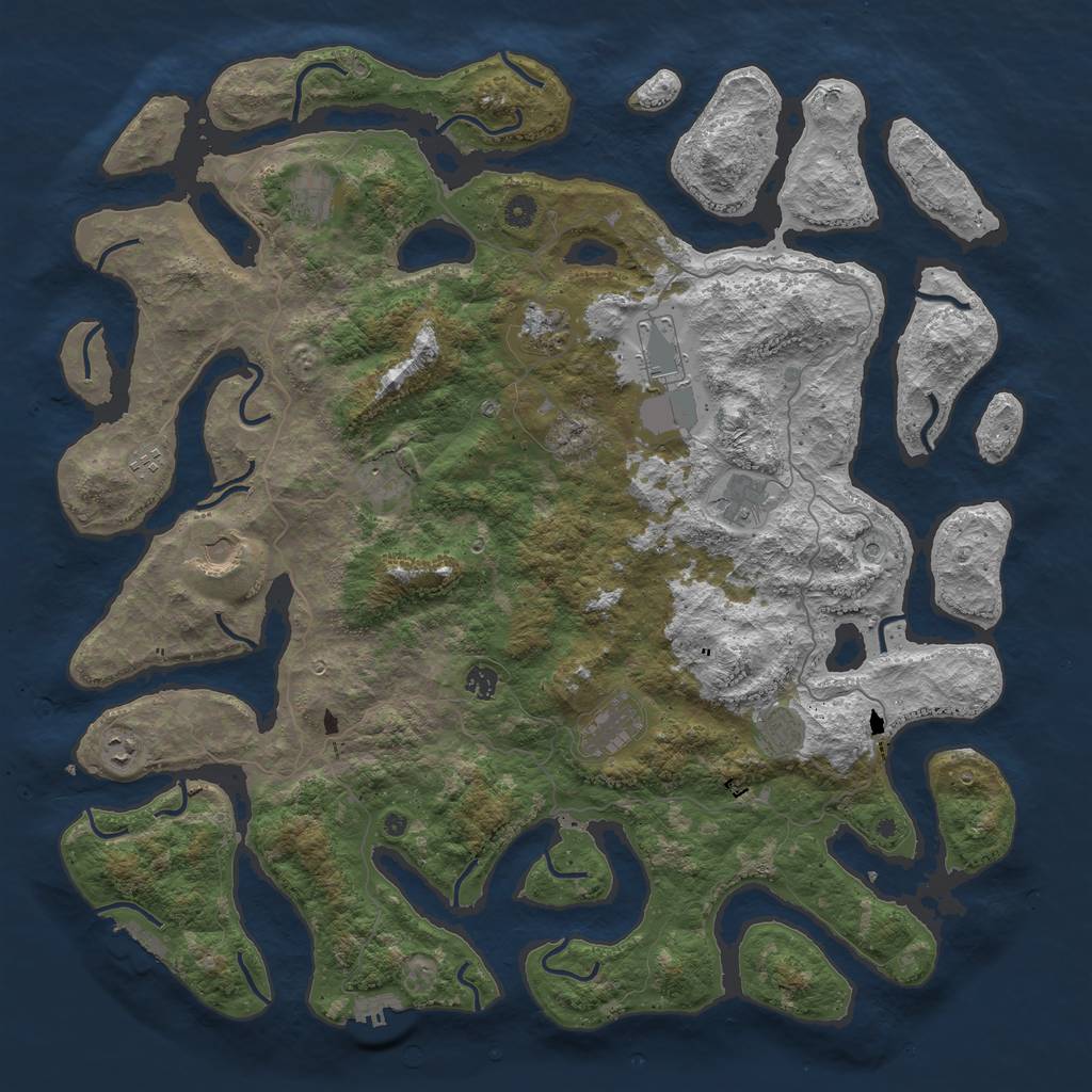 Rust Map: Procedural Map, Size: 5000, Seed: 832115660, 16 Monuments