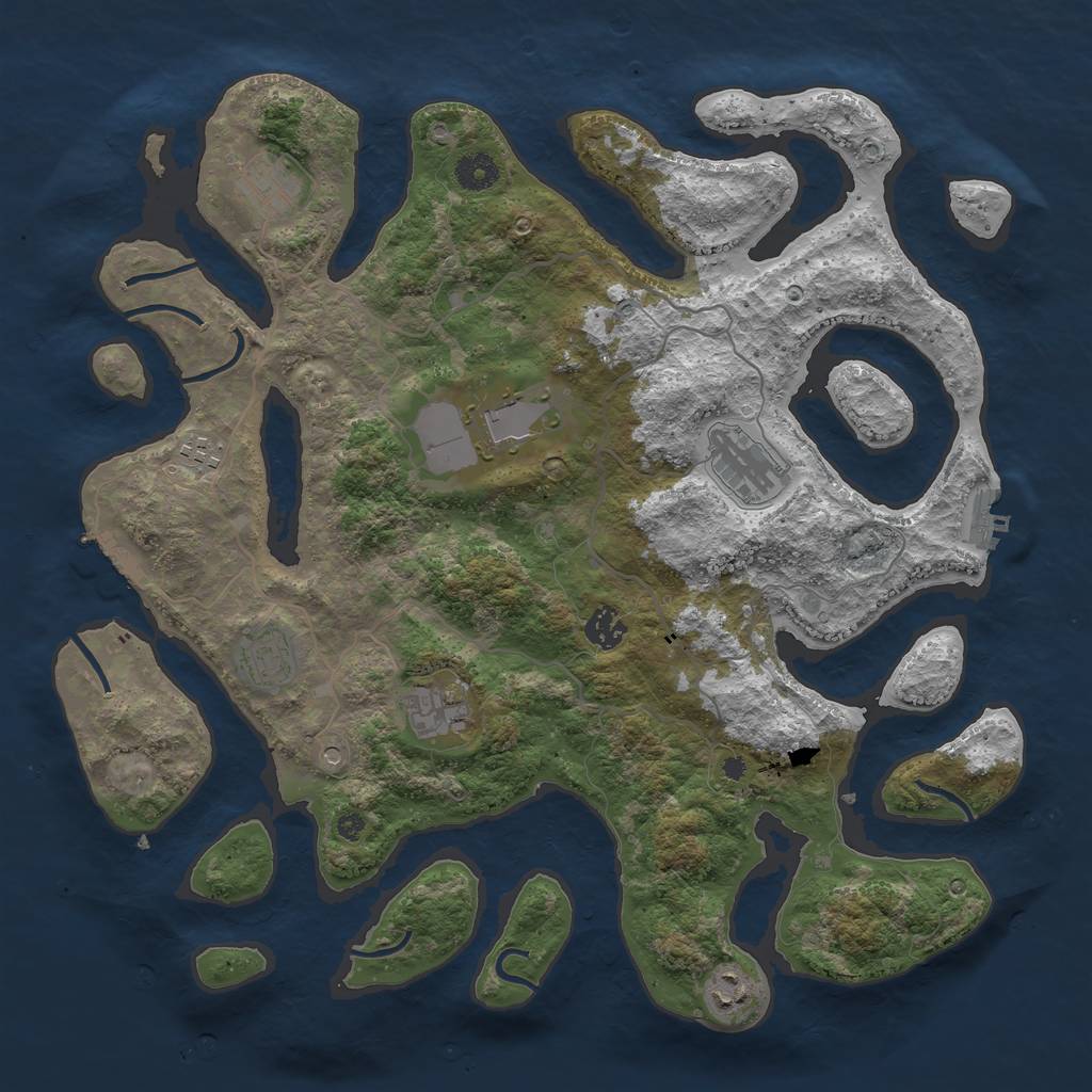 Rust Map: Procedural Map, Size: 4000, Seed: 985232465, 13 Monuments