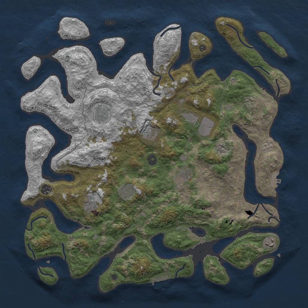 Rust Map: Procedural Map, Size: 4500, Seed: 837335918, 15 Monuments