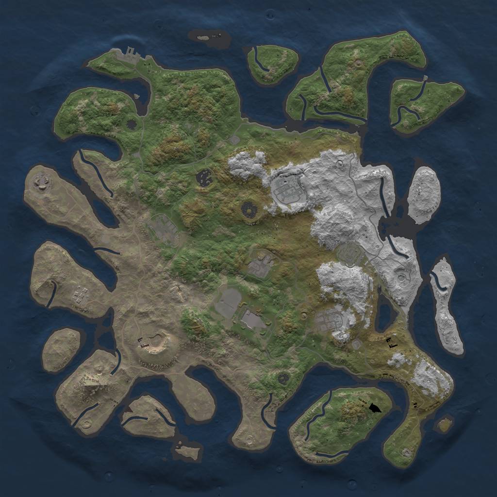 Rust Map: Procedural Map, Size: 4500, Seed: 2545, 14 Monuments