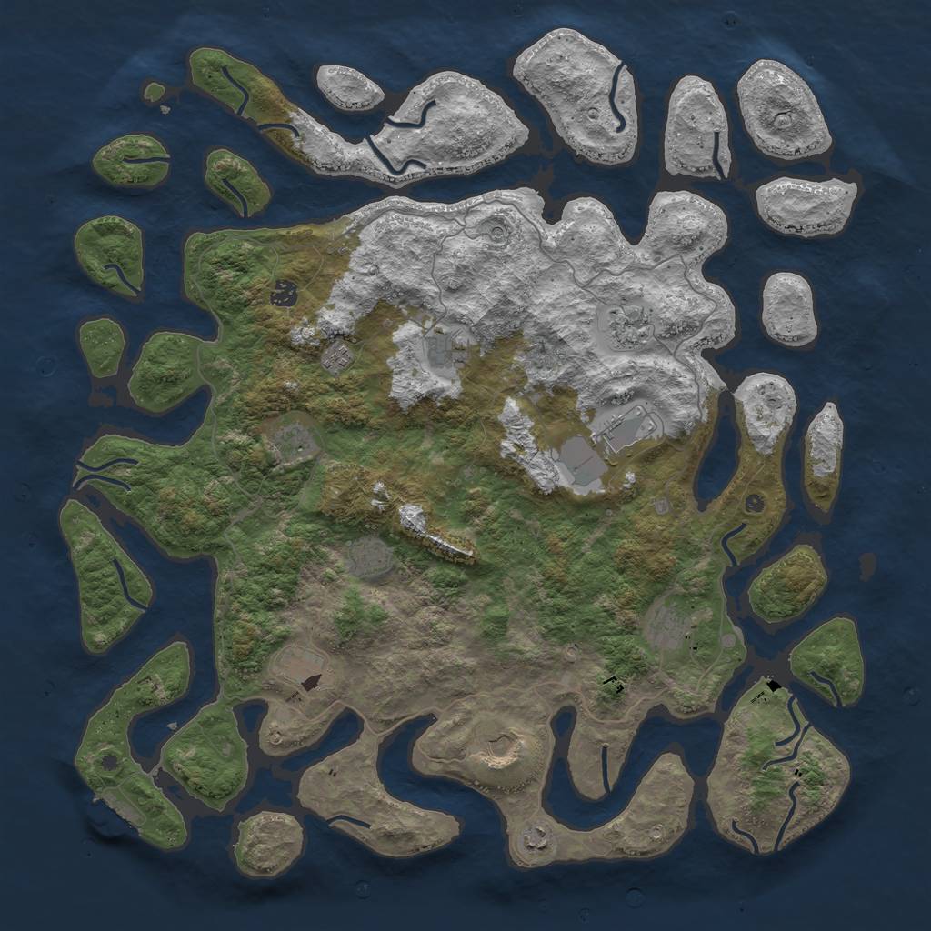 Rust Map: Procedural Map, Size: 5000, Seed: 7000, 15 Monuments