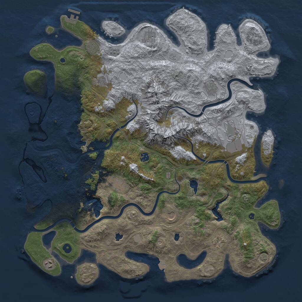 Rust Map: Procedural Map, Size: 5000, Seed: 7000, 17 Monuments