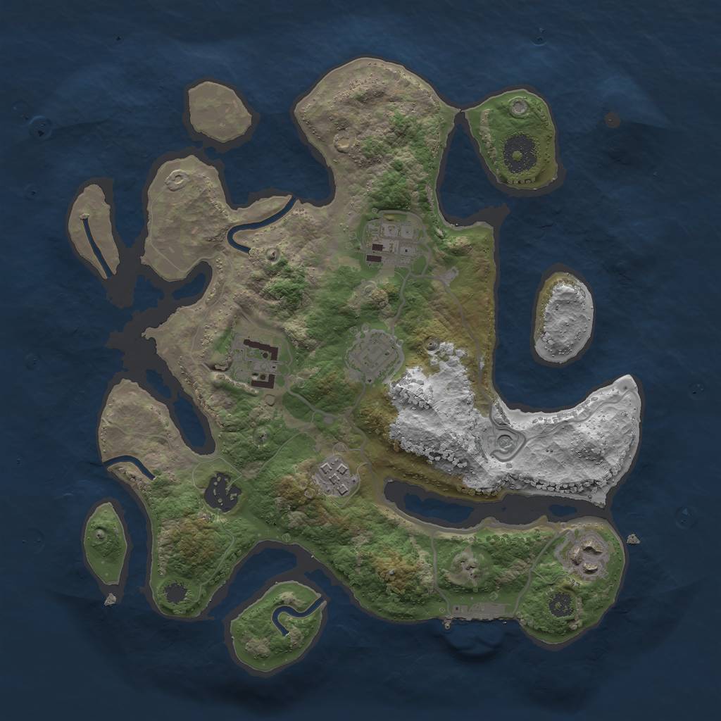 Rust Map: Procedural Map, Size: 3000, Seed: 4322355, 10 Monuments