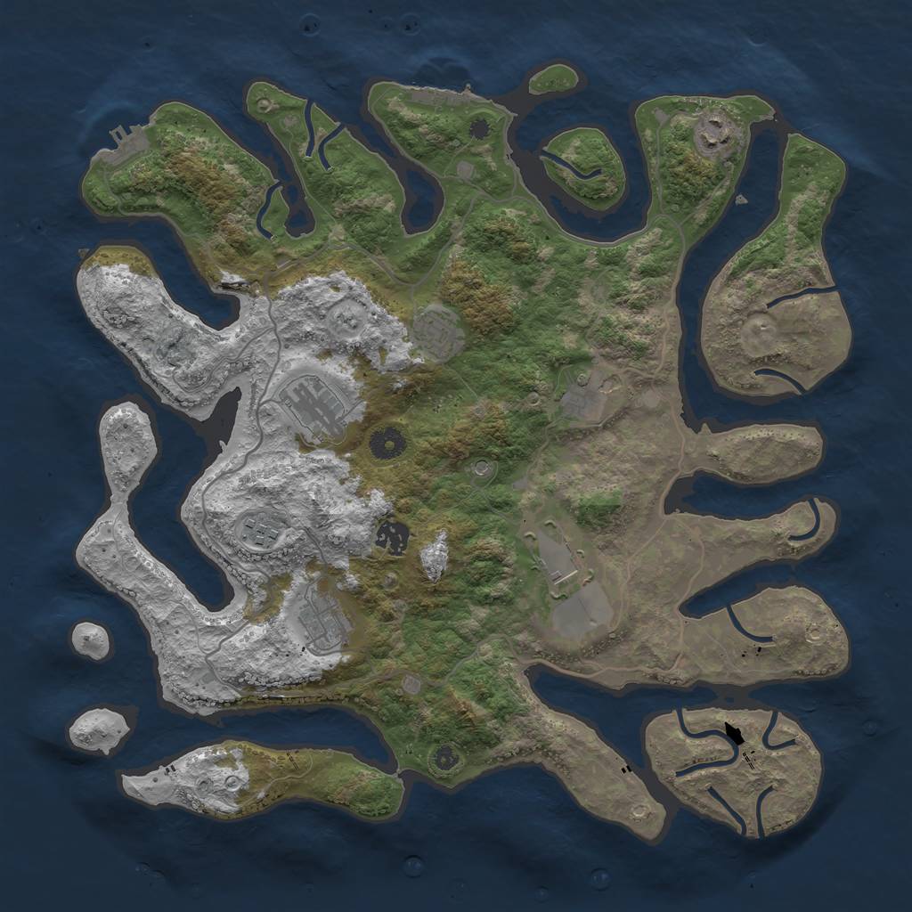 Rust Map: Procedural Map, Size: 4000, Seed: 179335, 13 Monuments