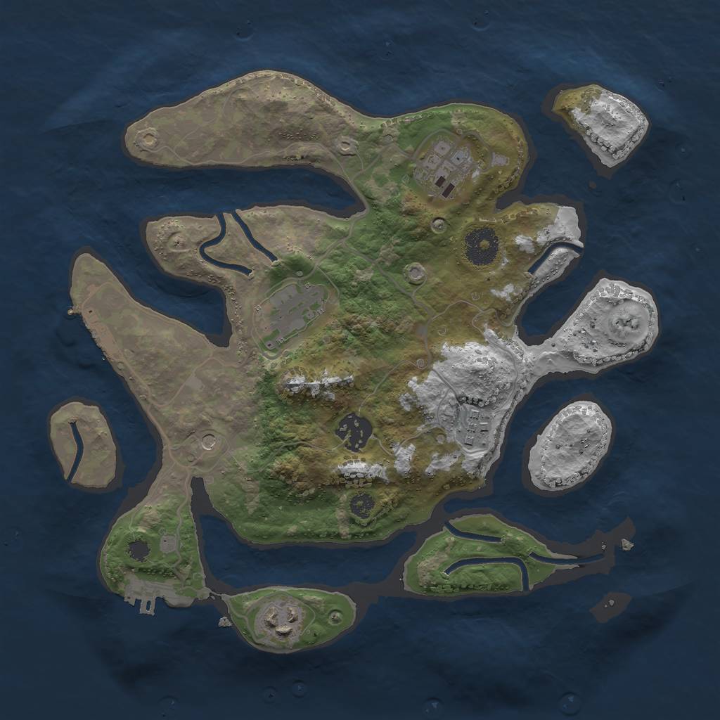 Rust Map: Procedural Map, Size: 3000, Seed: 242256, 10 Monuments