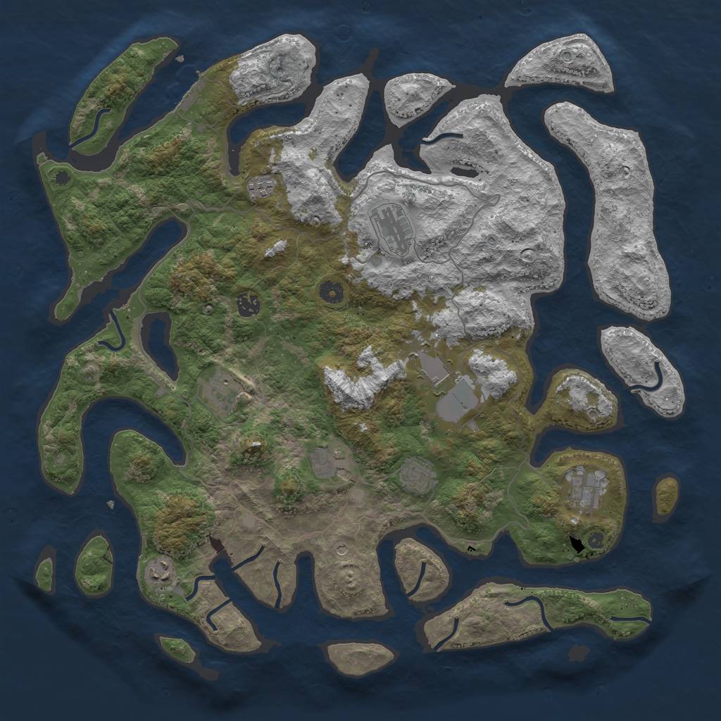 Rust Map: Procedural Map, Size: 4500, Seed: 2520, 13 Monuments