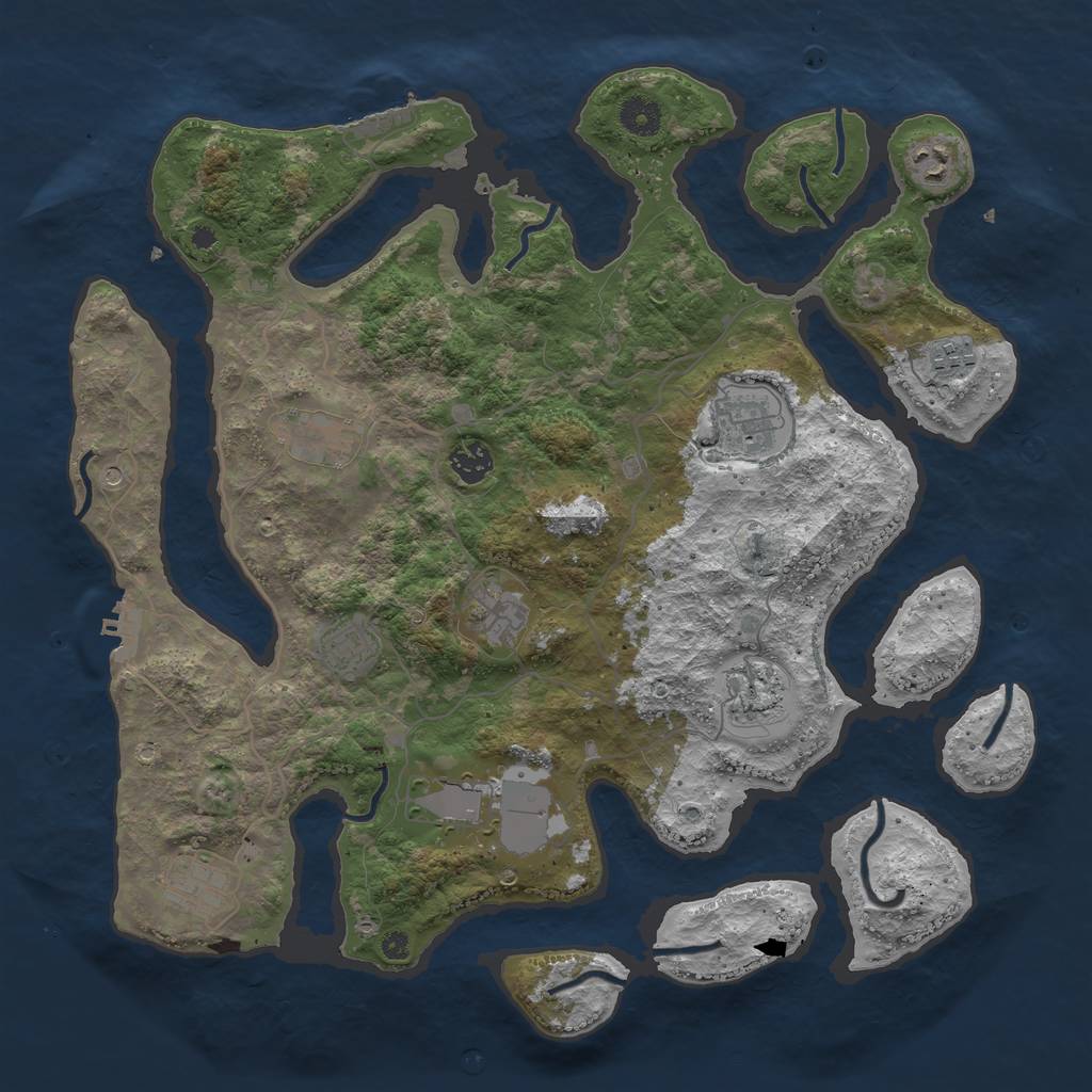 Rust Map: Procedural Map, Size: 4000, Seed: 56565, 15 Monuments