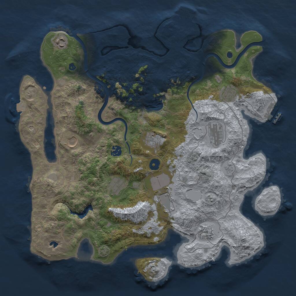 Rust Map: Procedural Map, Size: 4000, Seed: 56565, 16 Monuments