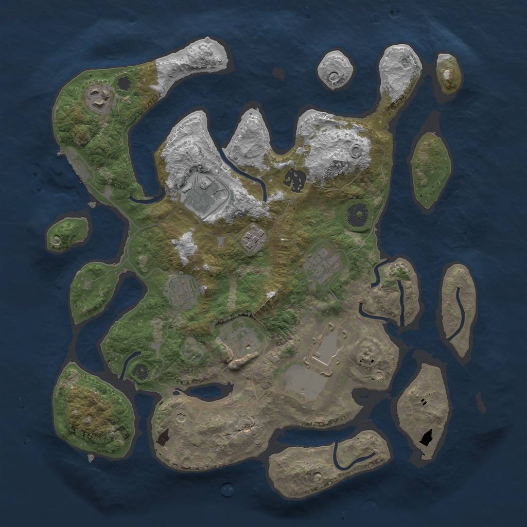 Rust Map: Procedural Map, Size: 3500, Seed: 1461071515, 12 Monuments