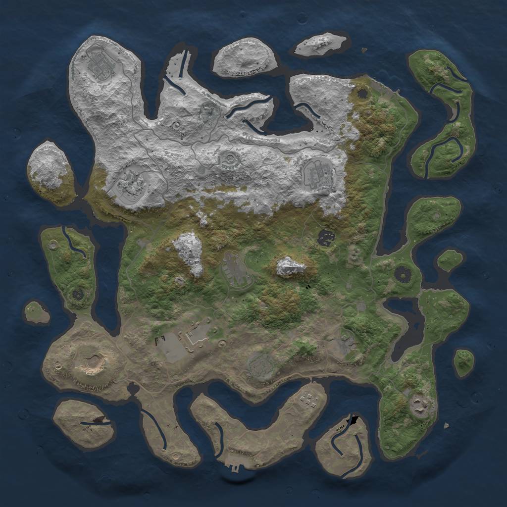 Rust Map: Procedural Map, Size: 4500, Seed: 1215752191, 16 Monuments