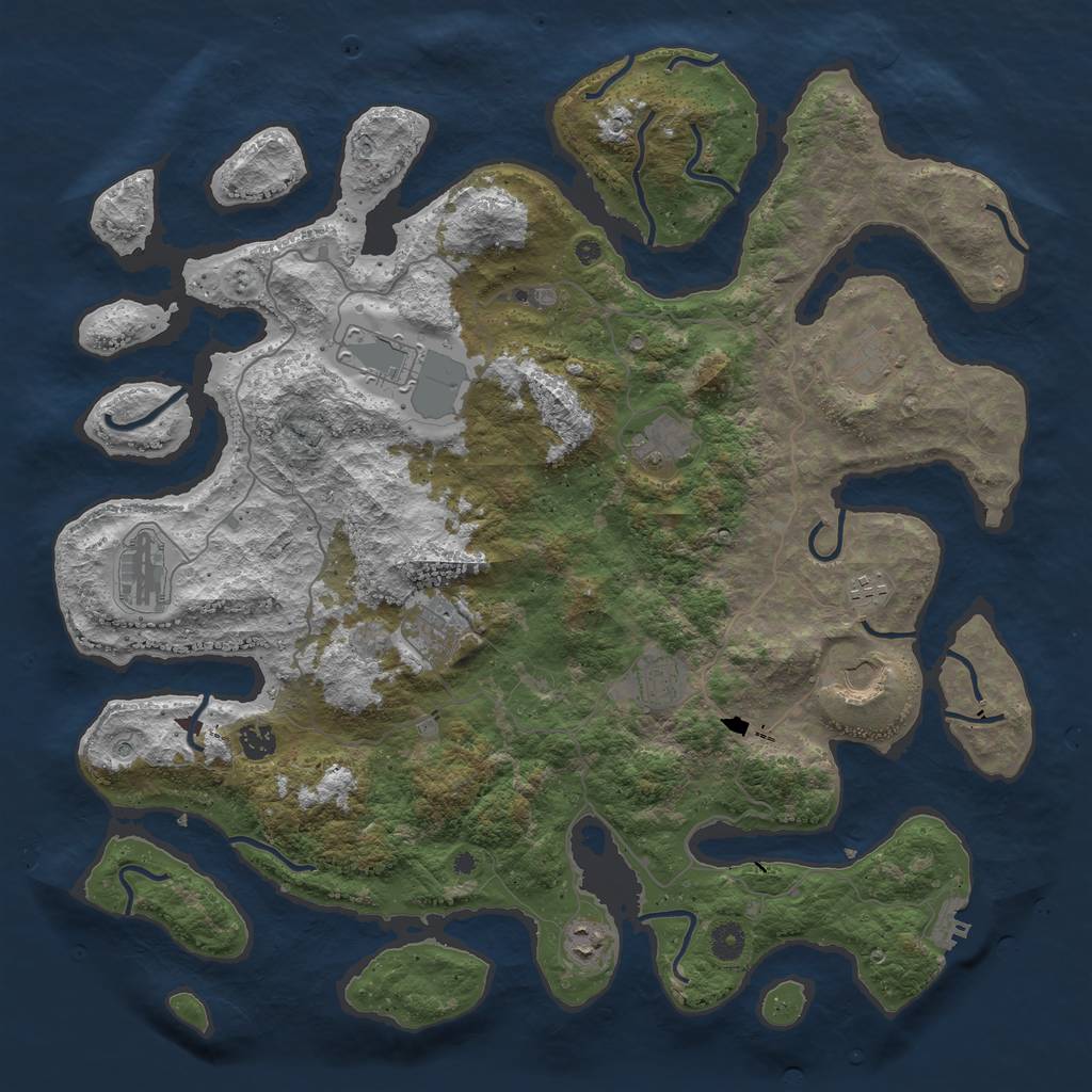 Rust Map: Procedural Map, Size: 4500, Seed: 520, 14 Monuments