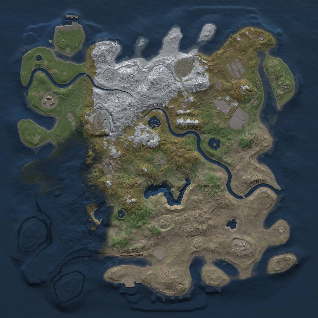 Rust Map: Procedural Map, Size: 4000, Seed: 1922153, 12 Monuments