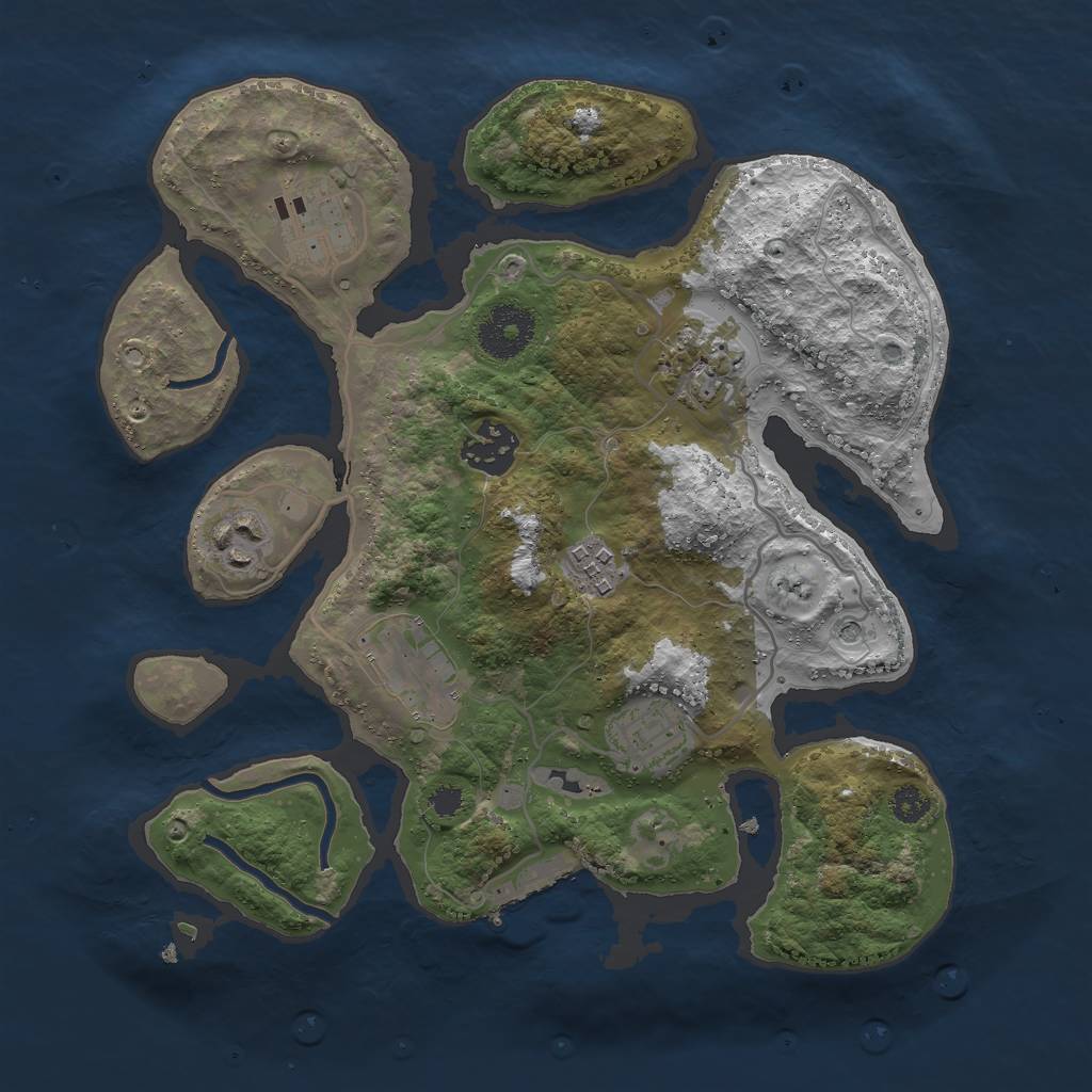 Rust Map: Procedural Map, Size: 3000, Seed: 649732, 11 Monuments