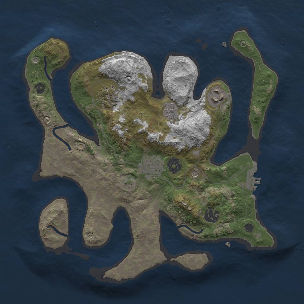 Rust Map: Procedural Map, Size: 3000, Seed: 1969421407, 9 Monuments