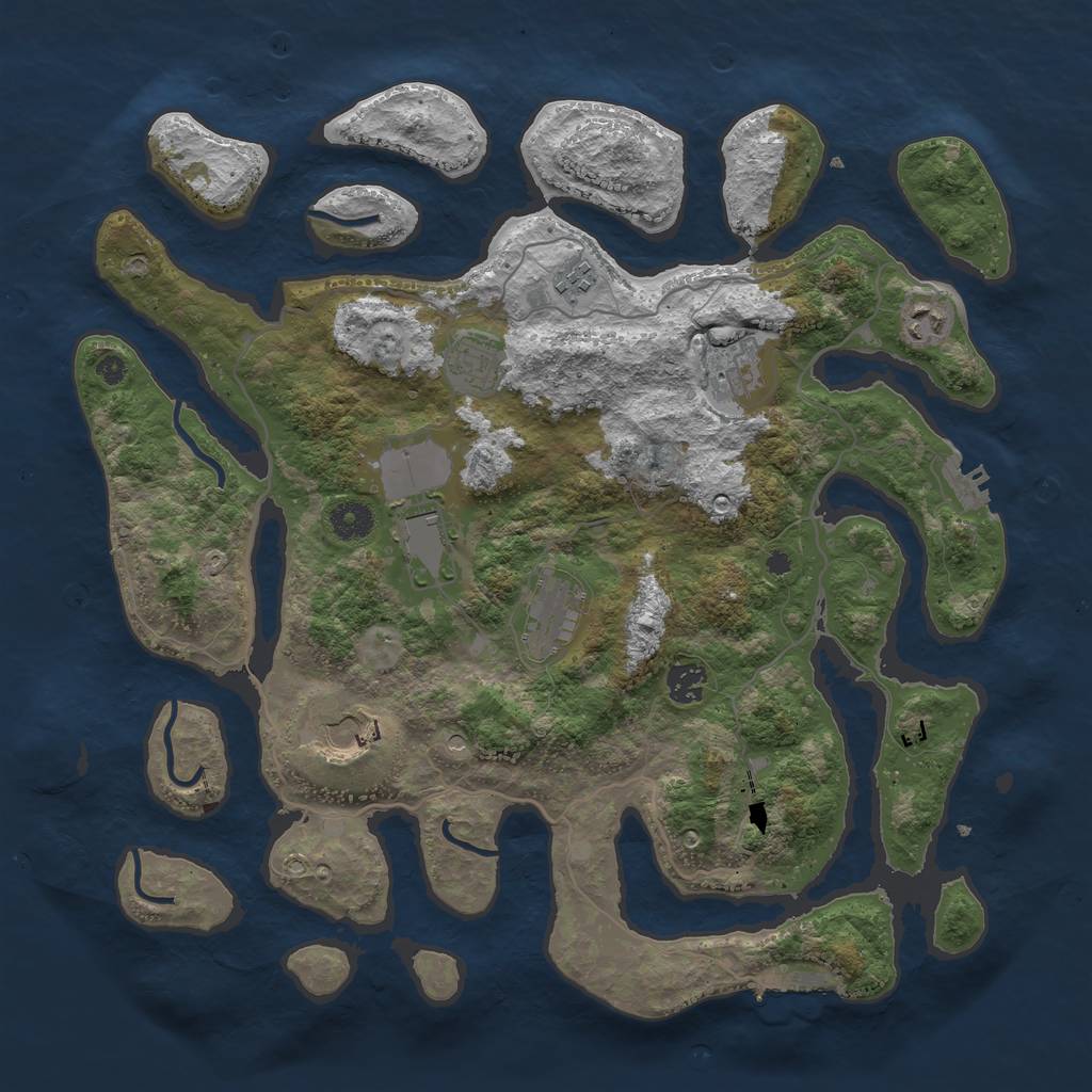 Rust Map: Procedural Map, Size: 4000, Seed: 1084990769, 13 Monuments