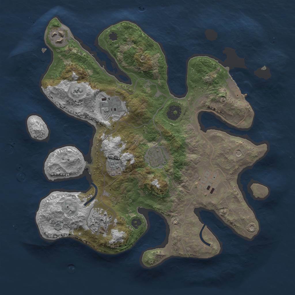 Rust Map: Procedural Map, Size: 3000, Seed: 1334195439, 10 Monuments