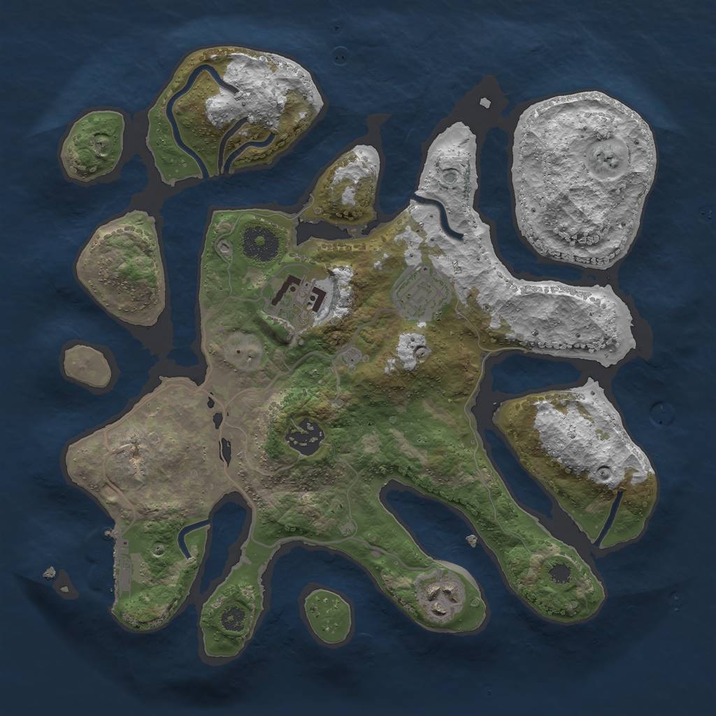 Rust Map: Procedural Map, Size: 3000, Seed: 1767531329, 7 Monuments