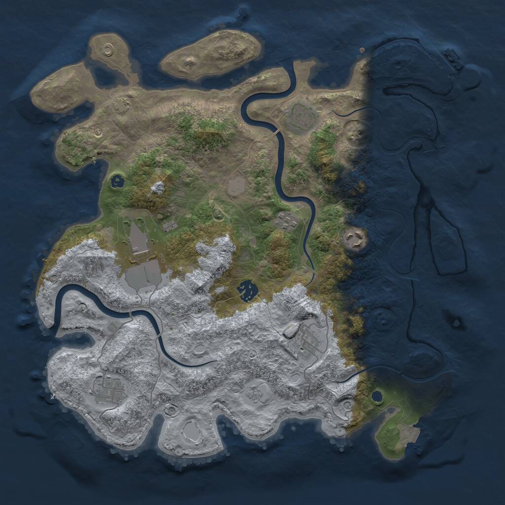 Rust Map: Procedural Map, Size: 3750, Seed: 440127524, 12 Monuments