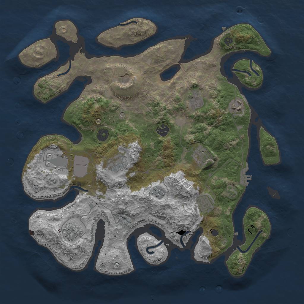 Rust Map: Procedural Map, Size: 3750, Seed: 440127524, 14 Monuments