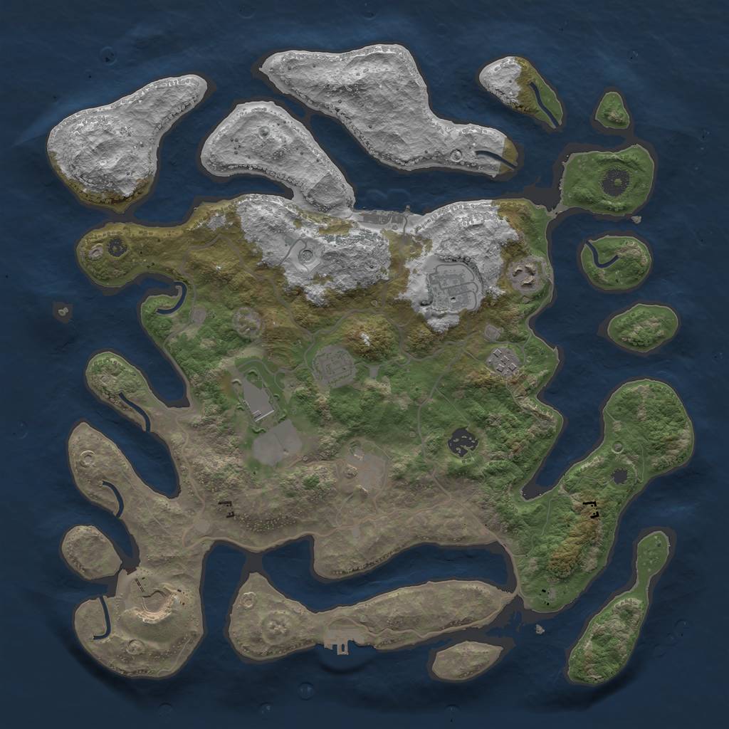 Rust Map: Procedural Map, Size: 4000, Seed: 9896546, 13 Monuments