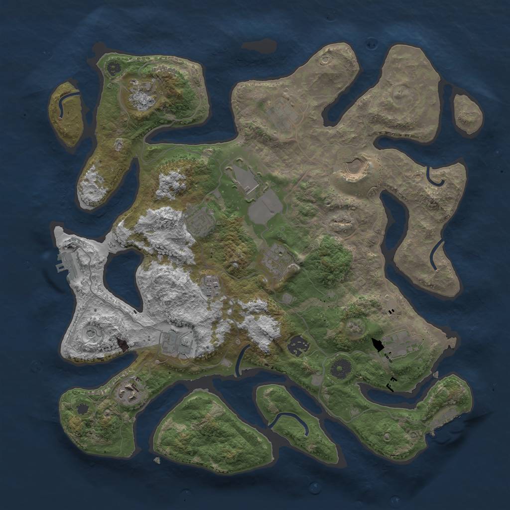 Rust Map: Procedural Map, Size: 3850, Seed: 1692690395, 16 Monuments