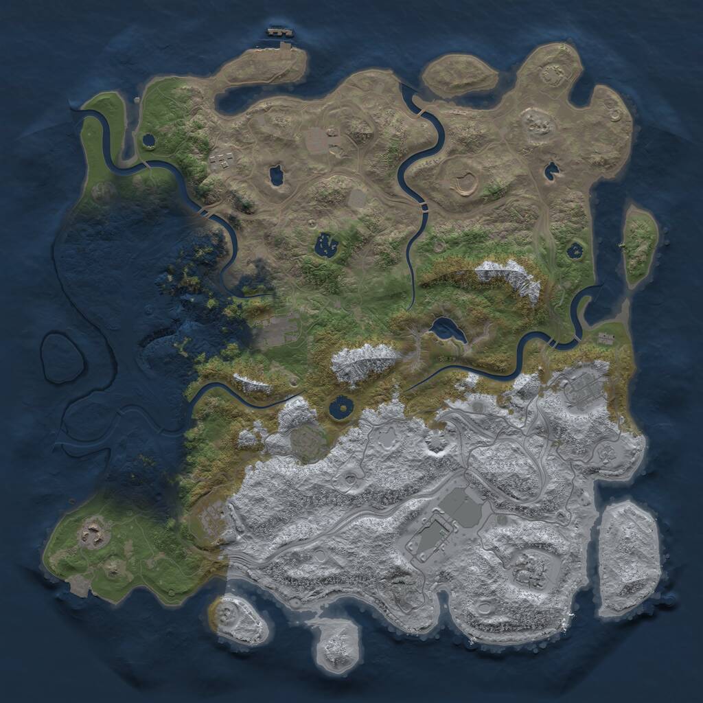 Rust Map: Procedural Map, Size: 4500, Seed: 1355028988, 16 Monuments