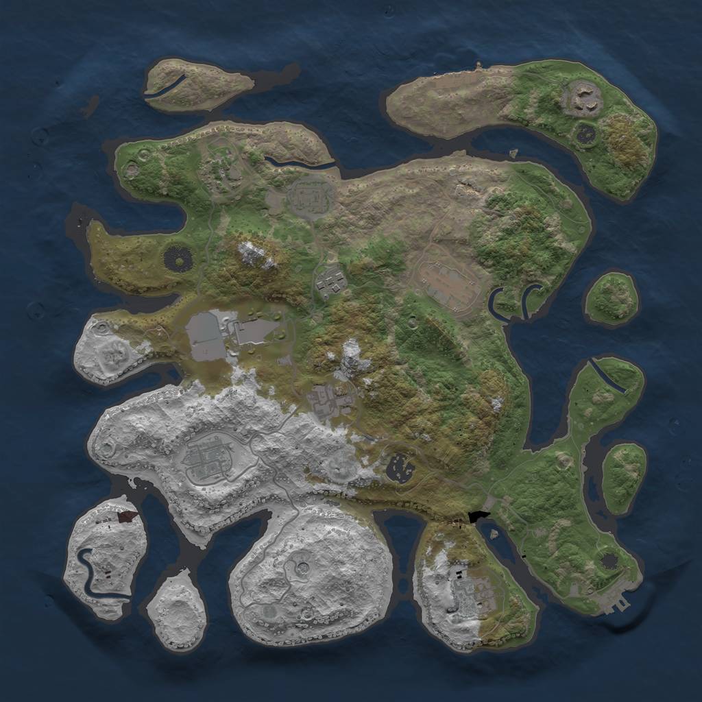 Rust Map: Procedural Map, Size: 3750, Seed: 974573870, 15 Monuments